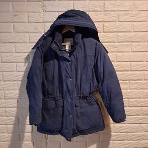 L.L. Bean Goose Down Baxter State Parka Puffer Coat Medium Petite Blue Vintage